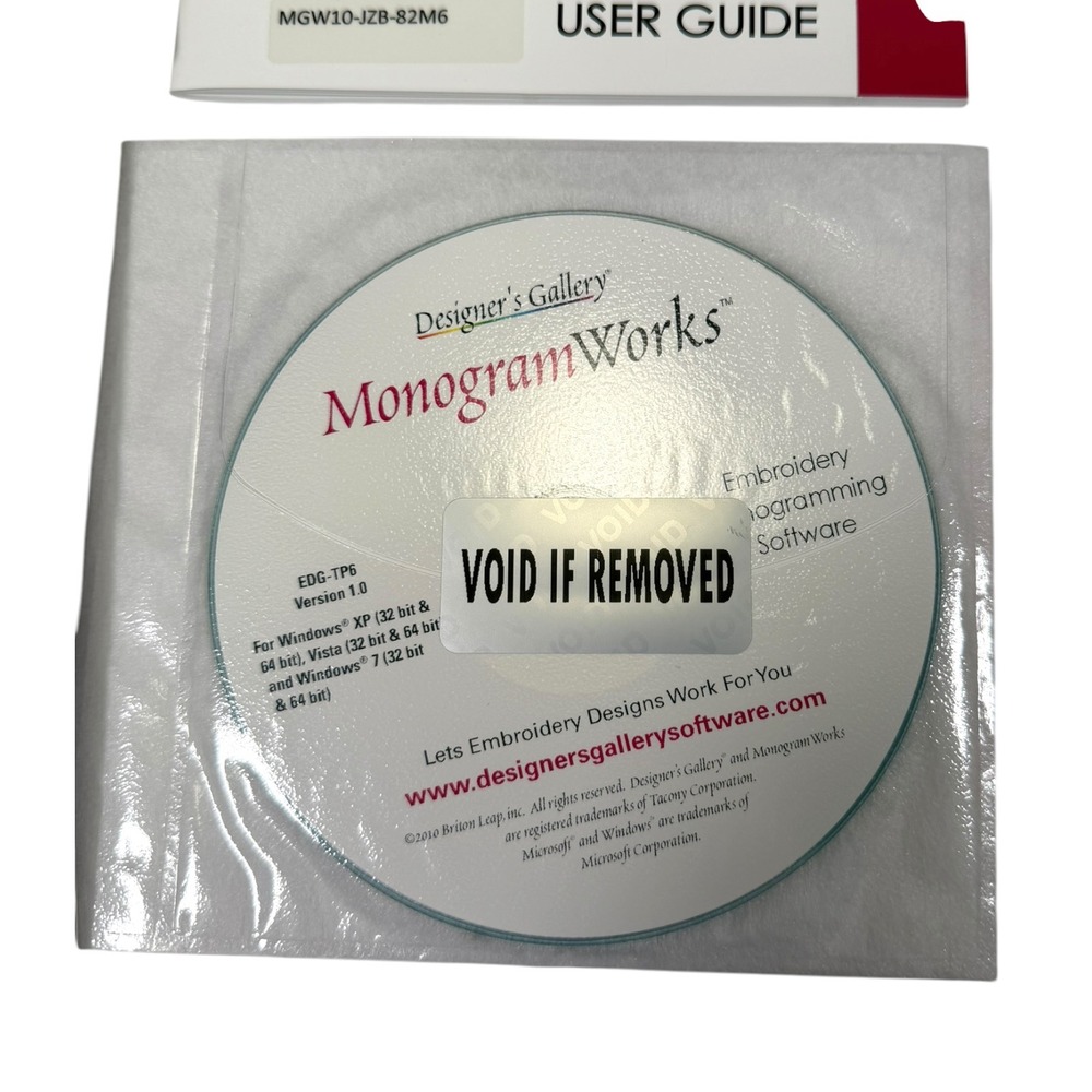 Designer's Gallery MonogramWorks Embroidery Software Windows CD User Guide Set - Picture 3 of 5